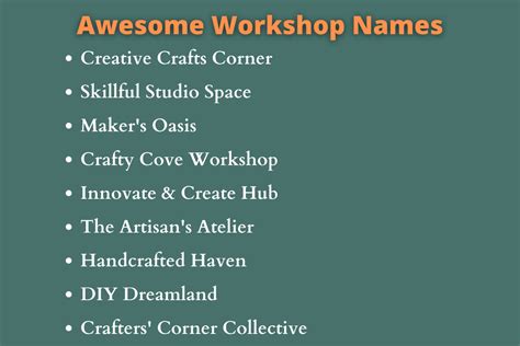 400 Cool Workshop Names Ideas And Suggestions