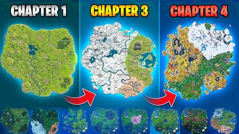 Evolution Of Fortnite Map Chapter 1 Season 1 Chapter 4 Season 1