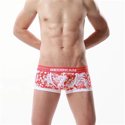 Hotbrand Seobean Mens Gay Underwear Mens Sexy Boxers Pure Cotton Boxer Shorts Comfortable And