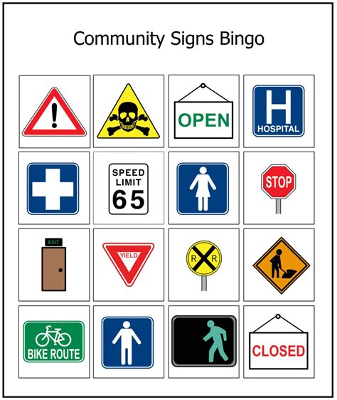 Community Signs Bingo Safety Sign Bingo Game Learning Vocational Cbvi