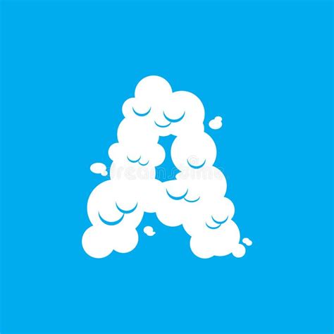 Letter A Cloud Font Symbol White Alphabet Sign On Blue Sky Stock