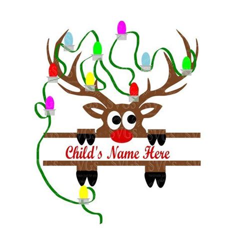 Download SVG Reindeer Peeking Split with Lights Christmas Holiday | Etsy | Christmas frames diy ...