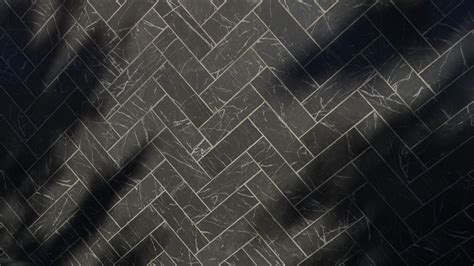 Black Marble Herringbone Tiles Pbr0440