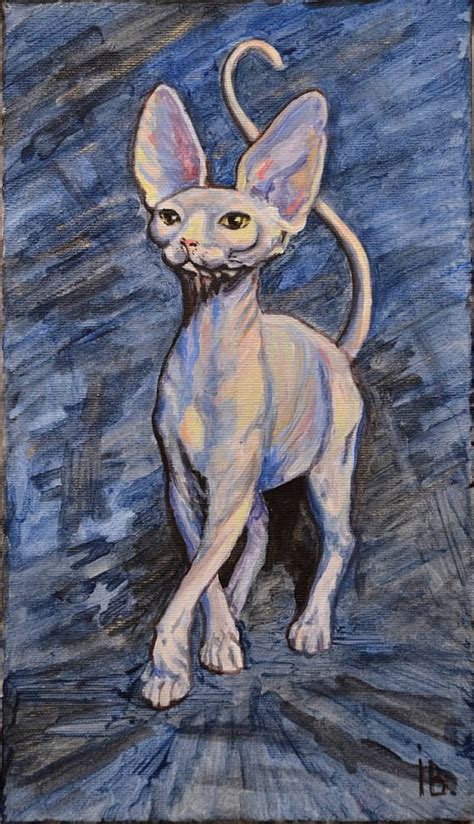 Artwork Painting Sphynx Cat Canvas Acrylic Paints Original Artwork