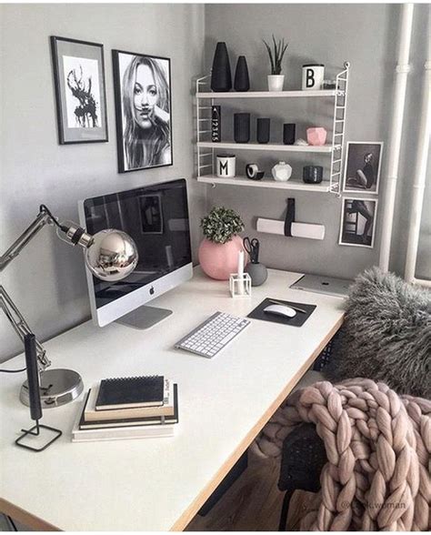 Chic Grey Pink And White Office Inspo Decor Home Office Decor Room