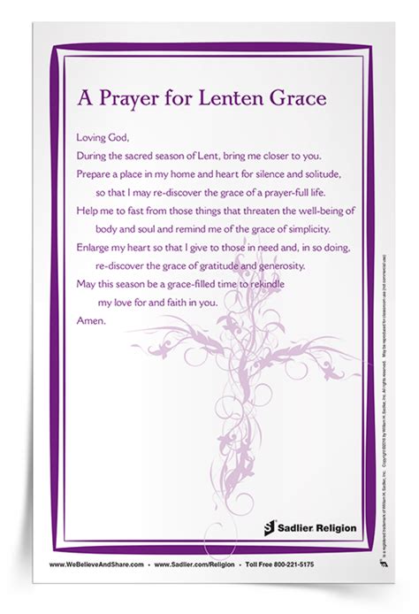 A Prayer For Lenten Grace Prayer Card Download Sadlier Religion