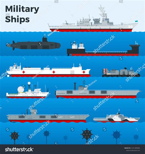 Different Types Of Military Warships Naval Royalty Free Stock Vector