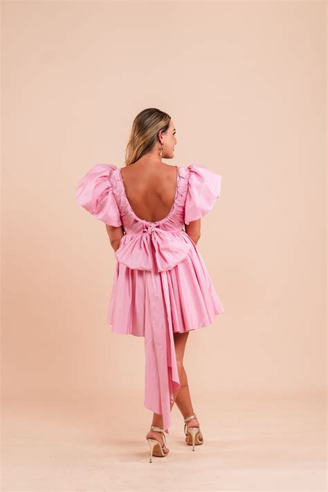 gretta bow back mini dress pink bella boutique hire dress hire australia rent your dress