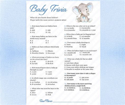 Baby Trivia Game Printable Baby Trivia Baby Shower Trivia Baby