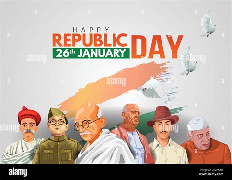 Happy Republic Day India 26th January With Indian Freedom Fighters