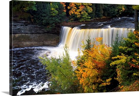 Tahquamenon Falls Autumn Color Forest Michigan Wall Art Canvas
