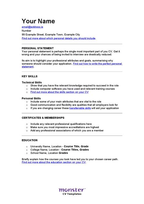 There are many important aspects to a cv but your personal profile cv section is perhaps the most important. The 'Classic' Skill Based CV by Monster Worldwide CZ s.r.o ...