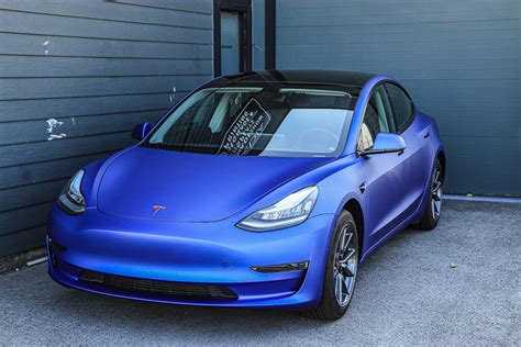 Tesla Model 3 Matte Metallic Brilliant Blue Wrap Twiisted Wrap