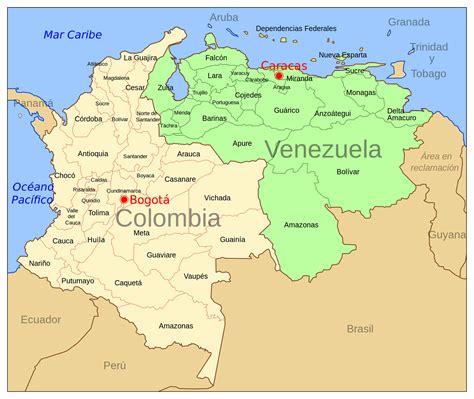 Grande Mapa Político Y Administrativo De Colombia Y Venezuela Con