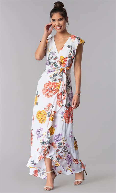 Faux-Wrap Floral-Print Maxi Casual Dress - PromGirl