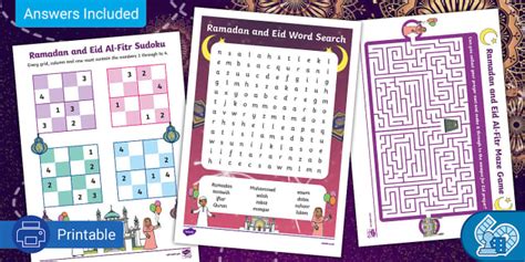 Ramadan Eid Al Fitr Fun Brain Games And Puzzles For Kids
