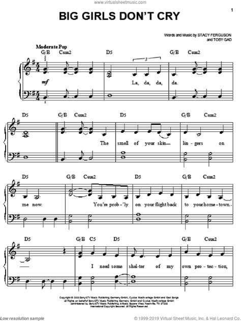 This song is a cover of big girls don't cry by fergie. Fergie - Big Girls Don't Cry sheet music for piano solo PDF