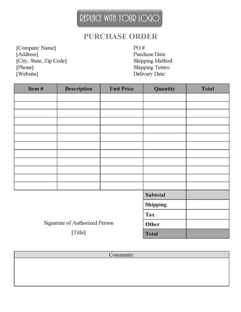 Purchase Order Template Free Printable Printable Templates