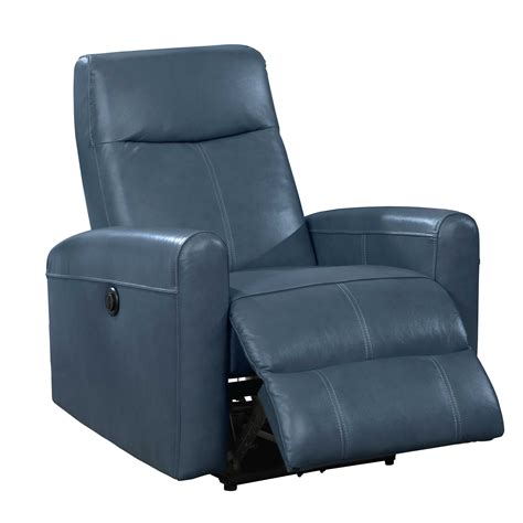 Navy Blue Contemporary Faux Leather Upholstered Electric Recliner Power Chair