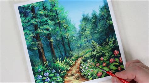 Forest Pathway How To Paint Forest Landscape Acrylic Painting
