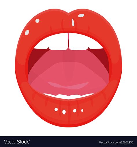 Open Female Mouth Icon Bright Red Lips Royalty Free Vector