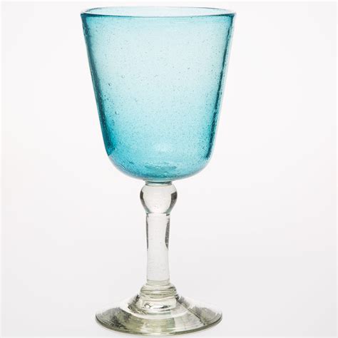 Bright Bubbled Recycled Glass Wine Glass Set Of 4 Cobalt Vivaterra