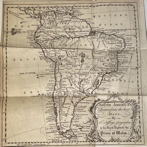 Uk 1749 South America Copper Engraved Map By Thomas