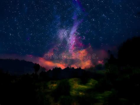 Galaxy Background And Night Landscape Mountain Our Galaxy Long