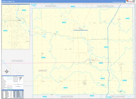 Grant County In Zip Code Wall Map Basic Style By Marketmaps Mapsales