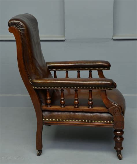 Handsome Victorian Leather And Mahogany Library Chair Antiques Atlas