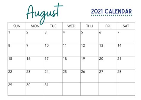 Free August Calendar Printable 2024 Millennial Homeowner