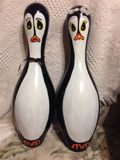 Penguins Couple Bowling Pins Golf Ball Penguin Couple