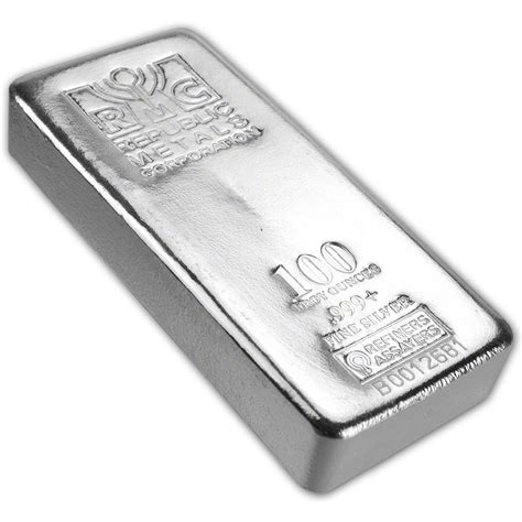 100 Oz Rmc Silver Bar Republic Metals Corp Pour 999 Wserial