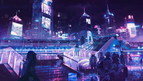 Anime Futuristic City Neon Wallpapers Wallpaper Cave