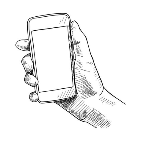 Hold 2 or 3 pegs within the hand (as above). Ręka trzyma Mobile, ramię z komórki, linia rysunek ręka ...