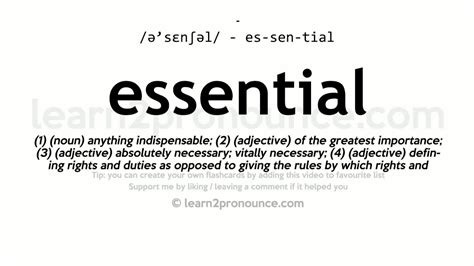 Pronunciation Of Essential Definition Of Essential Youtube