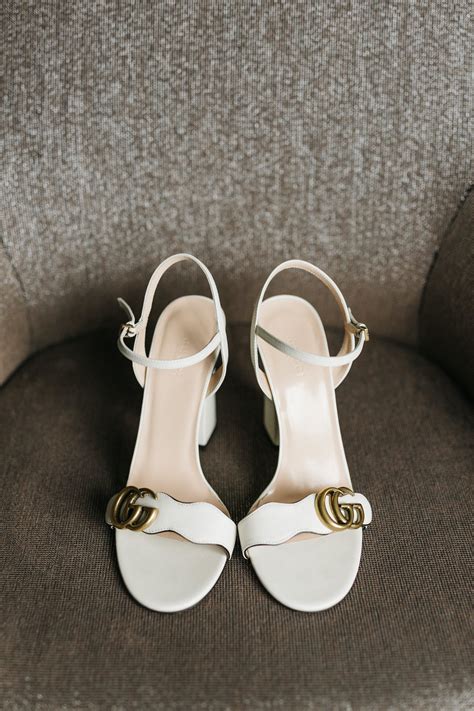 Gucci Designer Bridal Wedding Shoes White Open Toe Ankle Strap Gucci