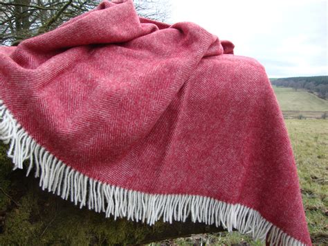 Red Herringbone Shetland Blankets Solway Blankets