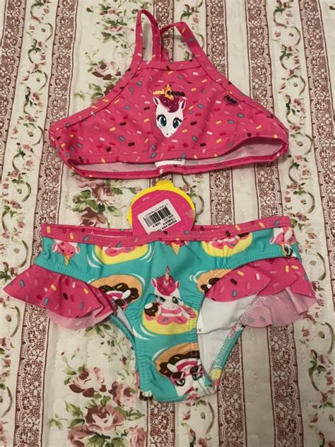 Biquíni Infantil Estampado Com Unicórnio E Babados Da Puket Roupa