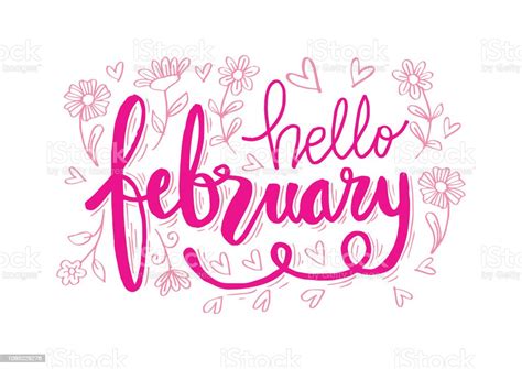 Hello February Hand Lettering Stock Illustration Download Image Now