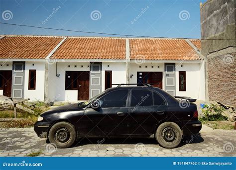 Black Car Parked In Front Of The House Stock Photo Image Of Parked