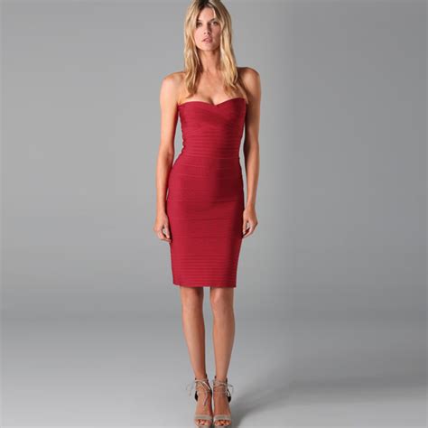 New Website For Your Fashion Herve Leger Strapless Essential Dress Red
