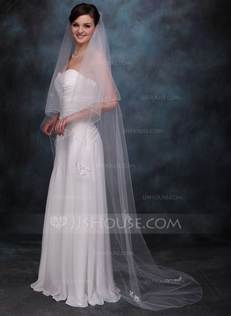 Two Tier Chapel Bridal Veils With Pencil Edge 006005410 Wedding