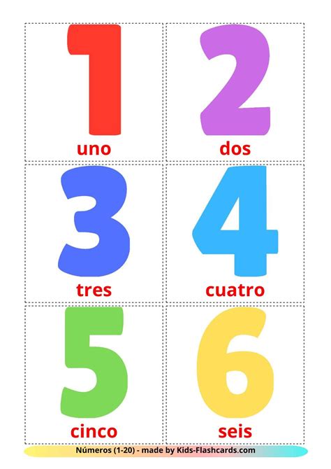 Numeros Del 1 Al 10 En Espanol Flash Cards
