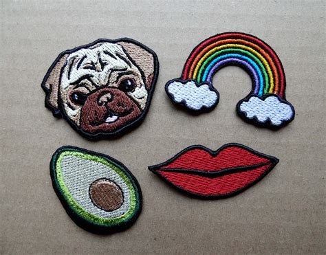 pug sew on patch naszywka embroidered patch applique patches etsy