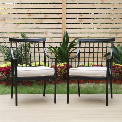 Mf Studio Set Of 2 Cast Aluminum Outdoor Dining Chairs With Curvy