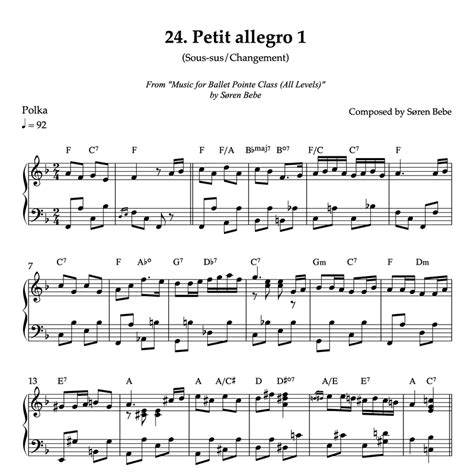 Petit Allegro 1 Sous Sus Changement Sheet Music For Ballet Class