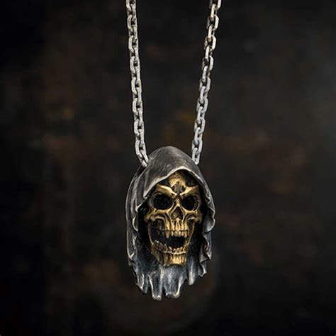 Grim Reaper Sterling Silver Skull Pendant Gthic