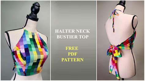 Diy Free Pattern Halter Neck Bustier Crop Top Pdf Pattern Youtube