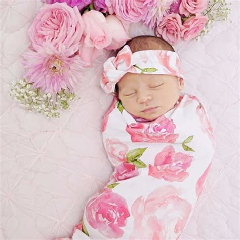 Pink Floral Printing Newborn Fashion Baby Swaddle Blanket Baby Sleeping